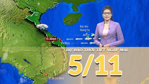 [Video] Dự báo thời tiết đêm nay và ngày mai 5/11/2025: Trung Bộ giảm mưa