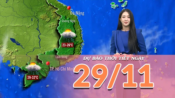 [Video] Dự báo thời tiết ngày 29/11/2025: Trời hửng nắng ở cả ba miền