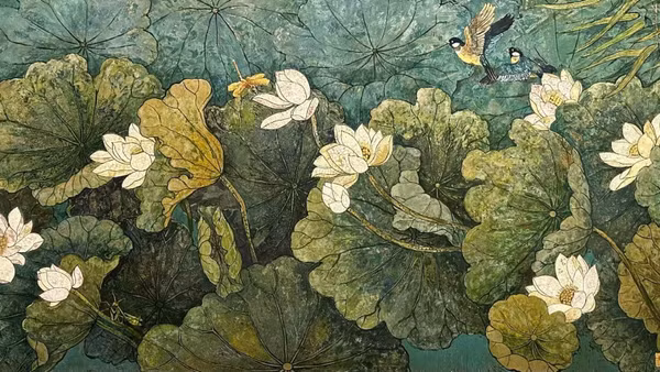 Đỗ Đức Khải, Vào hạ, sơn mài, 90x180cm, 2024.