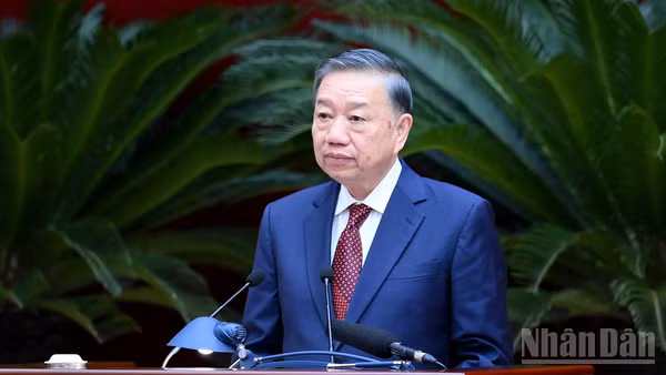 Tổng Bí thư, Chủ tịch nước Tô Lâm phát biểu tại Hội nghị lần thứ ba Ban Chấp hành Trung ương Đảng khóa XIV. (Ảnh: ĐĂNG KHOA)