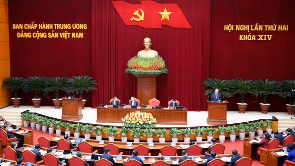 Hội nghị lần thứ hai Ban Chấp hành Trung ương Đảng Cộng sản Việt Nam khóa XIV khai mạc trọng thể tại Thủ đô Hà Nội. (Ảnh: ĐĂNG KHOA)