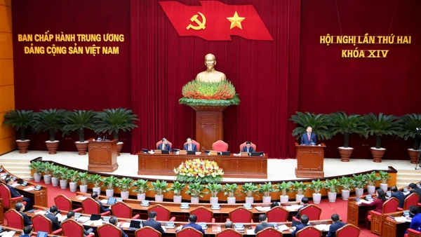 Hội nghị lần thứ hai Ban Chấp hành Trung ương Đảng Cộng sản Việt Nam khóa XIV khai mạc trọng thể tại Thủ đô Hà Nội. (Ảnh: ĐĂNG KHOA)