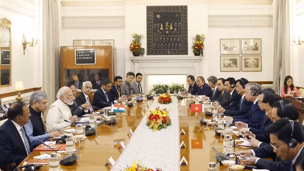 Tổng Bí thư, Chủ tịch nước Tô Lâm hội đàm với Thủ tướng Ấn Độ Narendra Modi. (Ảnh: Thống Nhất/TTXVN)