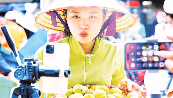 Một phiên livestream bán nông sản ở Tây Bắc. Ảnh: NVCC 