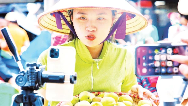 Một phiên livestream bán nông sản ở Tây Bắc. Ảnh: NVCC 