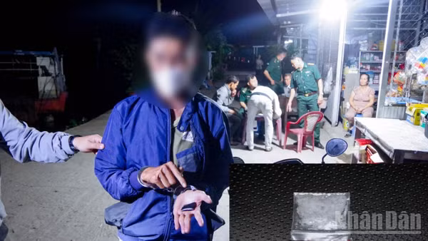 Đối tượng H.T.P cùng số tang vật tại hiện trường.