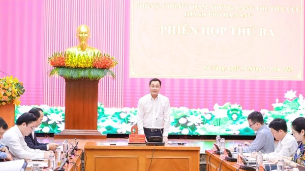 Đồng chí Lê Ngọc Quang phát biểu kết luận phiên họp. (Ảnh: ANH ĐÀO)