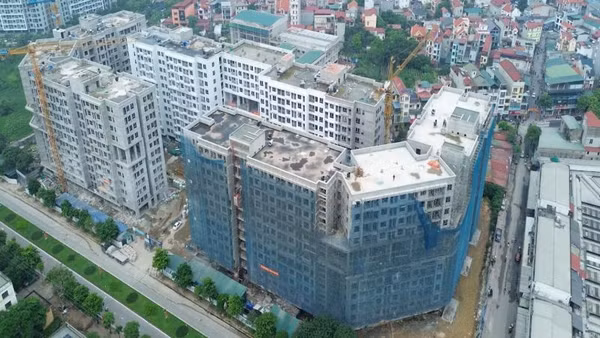 Dự án nhà ở xã hội CT3 Kim Chung nhìn toàn cảnh từ trên cao. (Ảnh: Ban tổ chức)