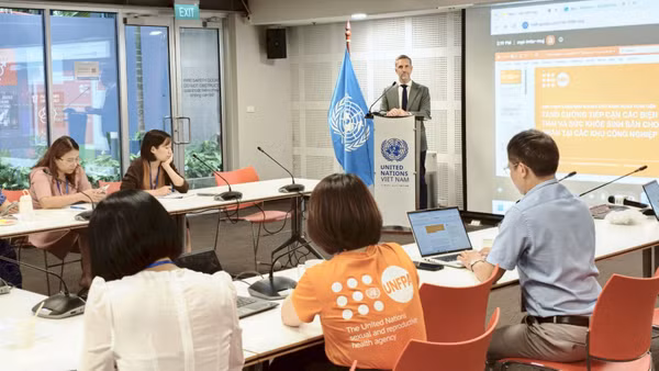 Ông Matt Jackson, Trưởng Đại diện UNFPA tại Việt Nam chia sẻ tại sự kiện. (Ảnh: UNFPA)