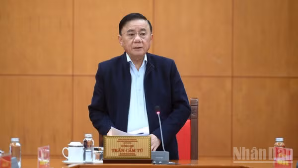 Đồng chí Trần Cẩm Tú, Ủy viên Bộ Chính trị, Thường trực Ban Bí thư. (Ảnh: DUY LINH)