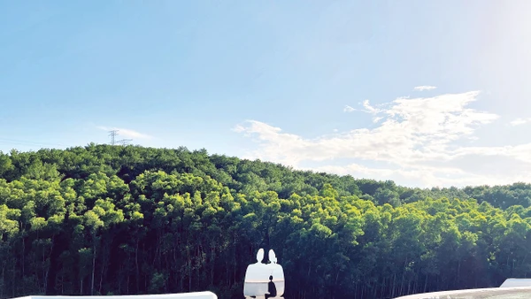 Khu vực sân thượng của tòa kiến trúc chính- Không gian tưởng niệm Lê Bá Đảng với các module phái sinh từ tác phẩm của ông.