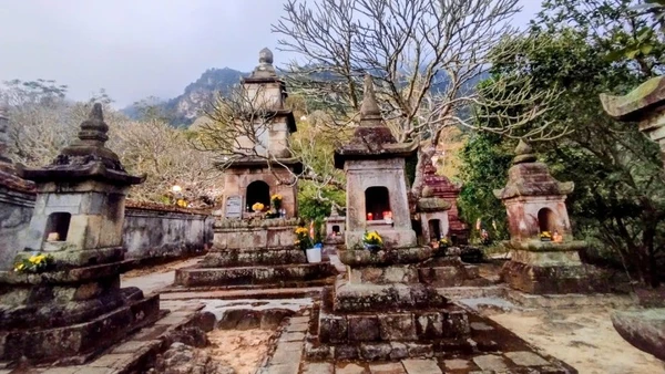 Một góc vườn tháp Huệ Quang. 