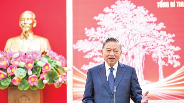 Sáng 11/3, tại Trụ sở Bộ Biên tập Báo Nhân Dân, số 71 Hàng Trống, phường Hoàn Kiếm, Hà Nội, Tổng Bí thư Tô Lâm cùng các đồng chí lãnh đạo Đảng, Nhà nước làm việc với cán bộ chủ chốt Báo Nhân Dân. (Ảnh Thành Đạt)