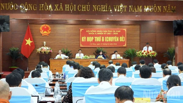 Quang cảnh Kỳ họp thứ 8 của Hội đồng nhân dân tỉnh Cà Mau khóa X, nhiệm kỳ 2021-2026.