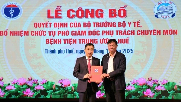 Thứ trưởng Y tế Đỗ Xuân Tuyên trao quyết định cho Tiến sĩ, Bác sĩ Hồ Văn Linh.