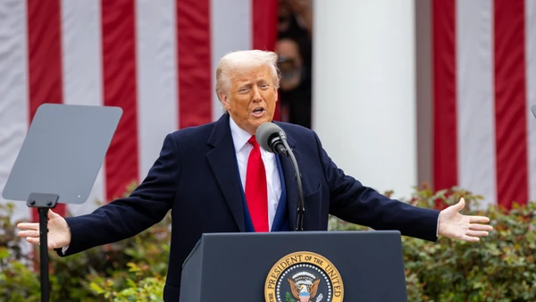 Tổng thống Mỹ Donald Trump phát biểu tại Nhà Trắng, Washington, D.C. (Ảnh: THX/TTXVN)