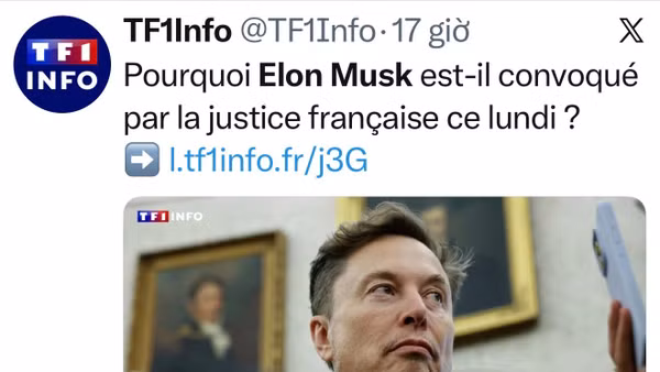Báo chí Pháp đăng tải thông tin về ông Elon Musk trên mạng mạng xã hội X. Nguồn: X