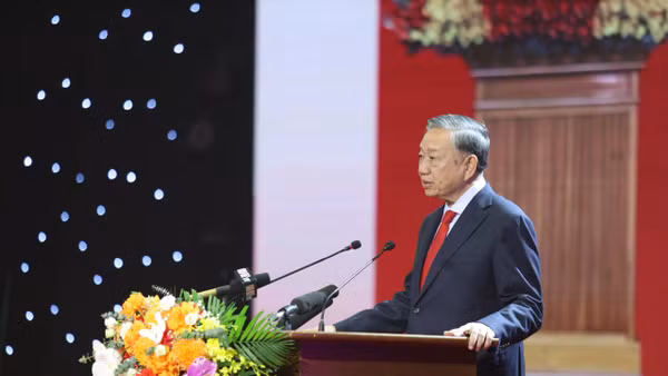 Tổng Bí thư, Chủ tịch nước Tô Lâm phát biểu tại buổi lễ. (Ảnh: NGÔ TUẤN)