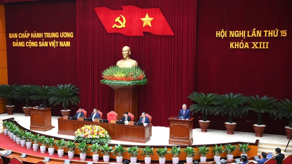 Hội nghị lần thứ 15 Ban Chấp hành Trung ương Đảng khóa XIII khai mạc trọng thể tại Thủ đô Hà Nội. (Ảnh ĐĂNG KHOA)