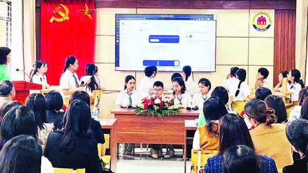 Trường THCS Nguyễn Tất Thành, phường Sơn Nam, tỉnh Hưng Yên ứng dụng AI trong công tác dạy và học.