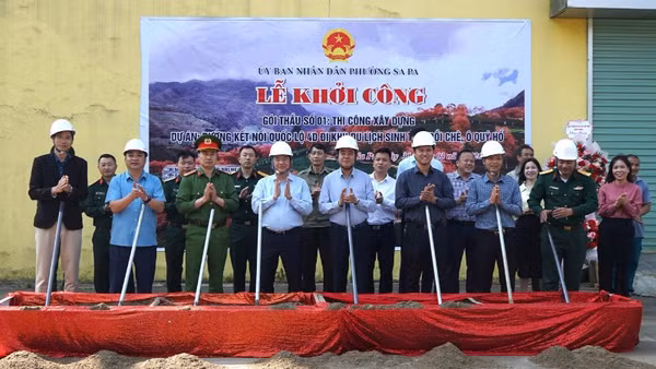 Khởi công dự án đường kết nối từ Quốc lộ 4D đi khu du lịch sinh thái Đồi chè Ô Quý Hồ.