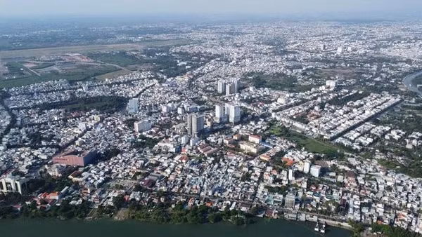 Một góc trung tâm tỉnh Đồng Nai nhìn từ trên cao.