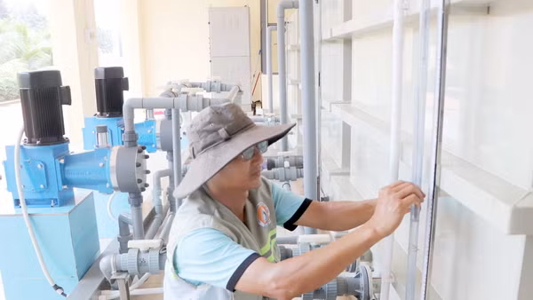 Hệ thống xử lý nước sạch tại Công ty cổ phần Cấp nước Gia Tân, xã Dầu Giây.