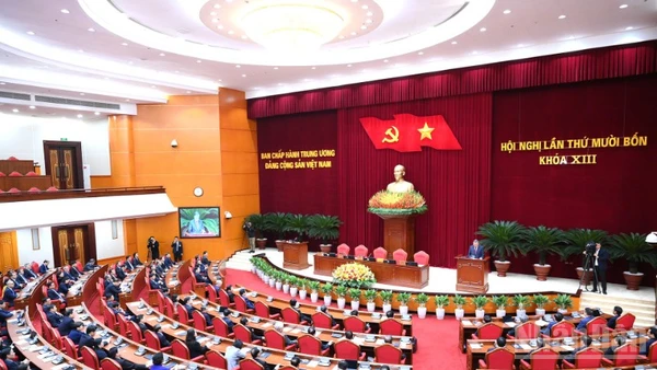 Hội nghị lần thứ 14 Ban Chấp hành Trung ương Đảng khóa XIII. (Ảnh: ĐĂNG KHOA)