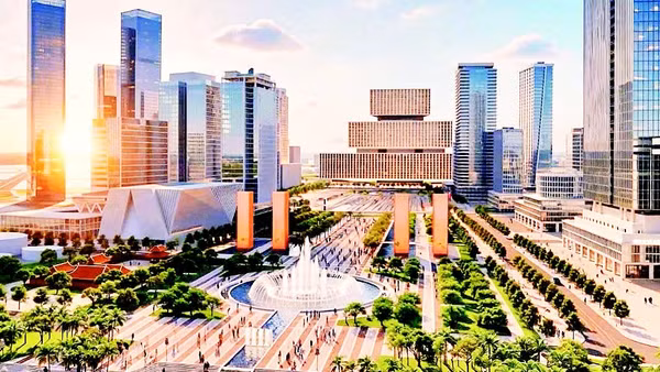 Phối cảnh quảng trường và trung tâm hành chính Thành phố Hồ Chí Minh.