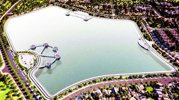 Phối cảnh hồ điều hòa Cự Khối, phường Long Biên.