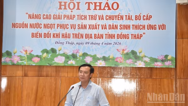 Giám đốc Sở Nông nghiệp và Môi trường tỉnh Đồng Tháp Lê Hà Luân phát biểu tại hội thảo.