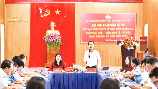 Ủy ban MTTQ Việt Nam phường Bảo Vinh tổ chức Hội nghị phản biện xã hội đối với Dự thảo Nghị quyết về mục tiêu, nhiệm vụ, giải pháp phát triển kinh tế-xã hội, quốc phòng-an ninh năm 2026. 