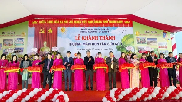 Trường mầm non Tân Sơn số 1-công trình chào mừng Đại hội Đảng toàn quốc lần thứ XIV được khánh thành ngày 17/1/2026.