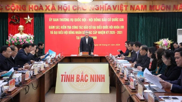 Đồng chí Nguyễn Hòa Bình, Ủy viên Bộ Chính trị, Phó Thủ tướng Thường trực Chính phủ, Phó Chủ tịch Hội đồng bầu cử quốc gia làm Trưởng đoàn giám sát, kiểm tra của Ủy ban Thường vụ Quốc hội và Hội đồng bầu cử quốc gia làm việc với tỉnh Bắc Ninh.