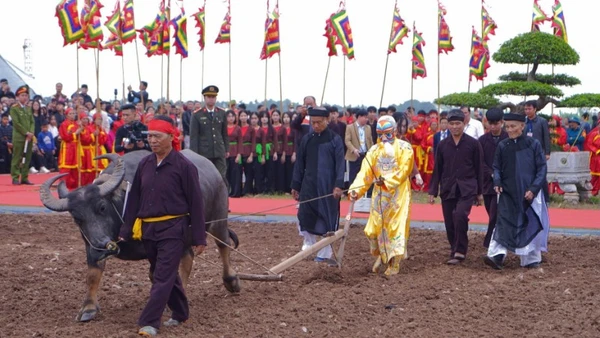 Ông Nguyễn Ngọc An vinh dự được “hóa thân” thành nhà vua thực hiện nghi thức cày ruộng đầu năm, khai mở lễ Tịch điền.