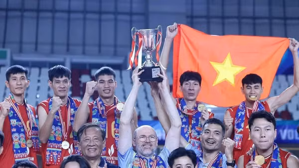 Đội tuyển bóng chuyền nam Việt Nam vô địch chặng 2 SEA V.Cup 2026. Ảnh: SAVA