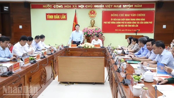 Phó Thủ tướng Mai Văn Chính phát biểu tại buổi làm việc.