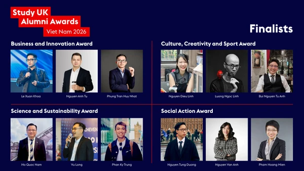 12 ứng viên giải thưởng Study UK Alumni Awards 2026. (Ảnh: HỘI ĐỒNG ANH TẠI VIỆT NAM)