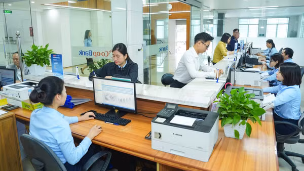 Giao dịch khách hàng tại Co-opBank Ninh Bình. (Ảnh: HỒNG ANH)