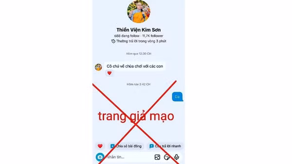 Tài khoản kẻ được cho là mạo danh Chùa Kim Sơn kêu gọi từ thiện nuôi trẻ.