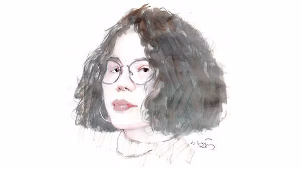 Ký họa chân dung nhà thơ Bình Nguyên Trang của họa sĩ Đỗ Hoàng Tường.