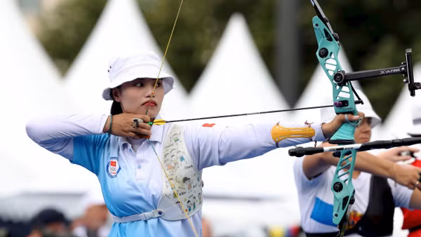 Cung thủ Đỗ Thị Ánh Nguyệt thi đấu tại Olympic 2024. Ảnh | Hoàng Linh