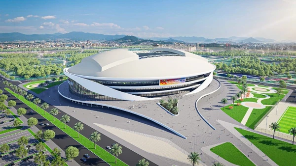 Mô hình sân vận động PVF vừa được khởi công xây dựng tại tỉnh Hưng Yên.