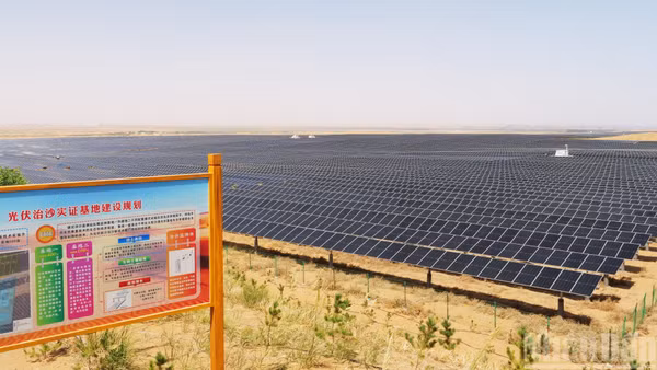 Một dự án điện mặt trời ở Khu tự trị dân tộc Hồi Ninh Hạ, Trung Quốc. (Ảnh: HỒ QUÂN)