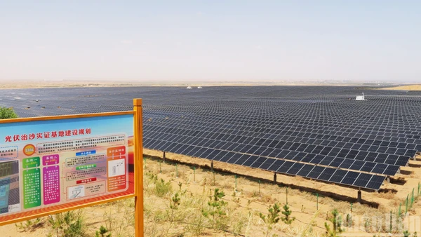 Một dự án điện mặt trời ở Khu tự trị dân tộc Hồi Ninh Hạ, Trung Quốc. (Ảnh: HỒ QUÂN)