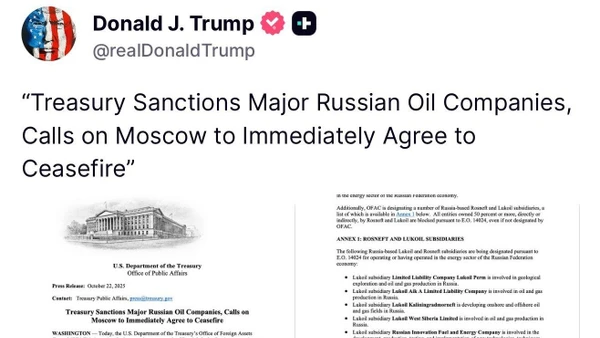 Tổng thống Mỹ Donald Trump viết trên mạng xã hội Truth về lệnh trừng phạt mới nhắm vào Nga.