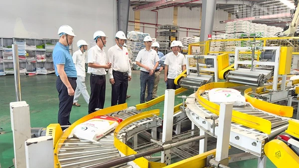 Lãnh đạo tỉnh Vĩnh Long thăm không khí sản xuất của doanh nghiệp ở Vĩnh Long.