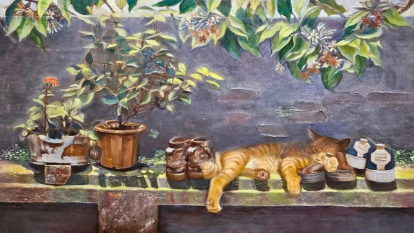 Tác phẩm Ngày nghỉ của Đỗ Việt Khôi tại triển lãm Dòng chảy.