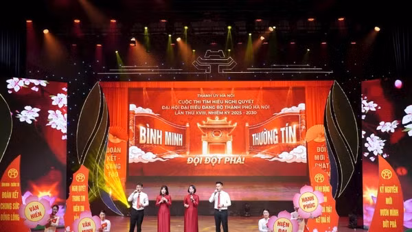 Một phần thi tại vòng chung khảo Cuộc thi “Tìm hiểu Nghị quyết Đại hội đại biểu Đảng bộ thành phố Hà Nội lần thứ XVIII, nhiệm kỳ 2025-2030”.