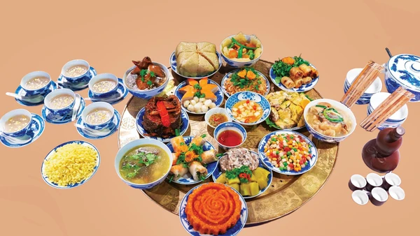 Mâm cỗ Tết Hà Nội xưa.